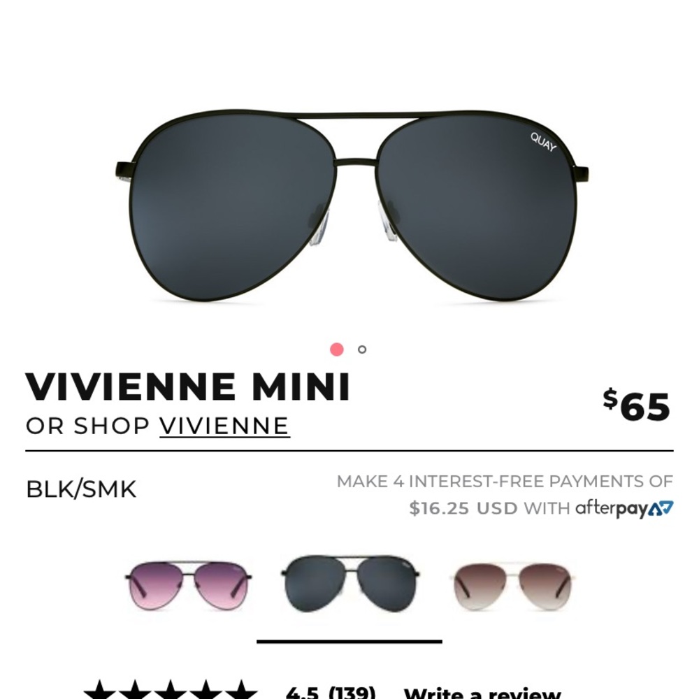 Quay Australia Black Vivienne Mini sunglasses
